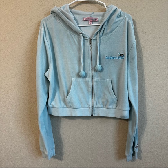 Dolls Kill X Powerpuff Girls Hoodie Zip Up Hooded Velour Sweatshirt Bubbles - Picture 5 of 10